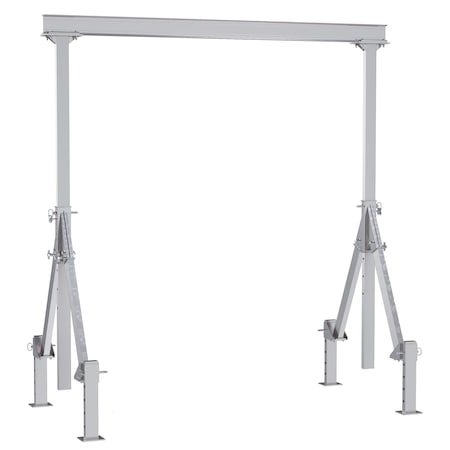 Vestil Aluminum Adjustable Height Gantry Crane w/Adjustable Leveling Option 10ft. x 12 ft. 2K Silver AHA-2-10-12-ALO
